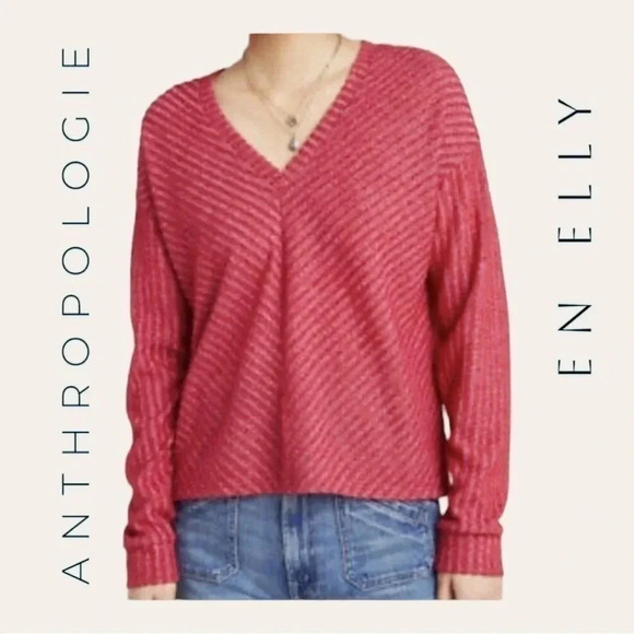 0708. Anthropologie EN ELLY LONG SLEEVE TOP‎ RED IN COLOR SIZE SMALL - Picture 1 of 10